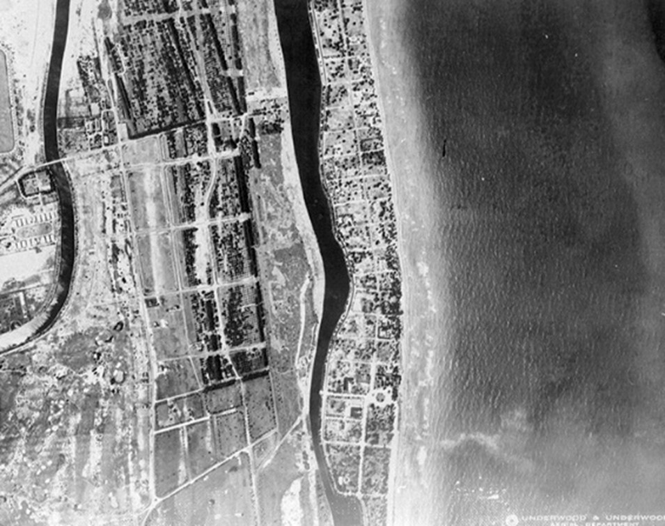 Black and white aerial photograph