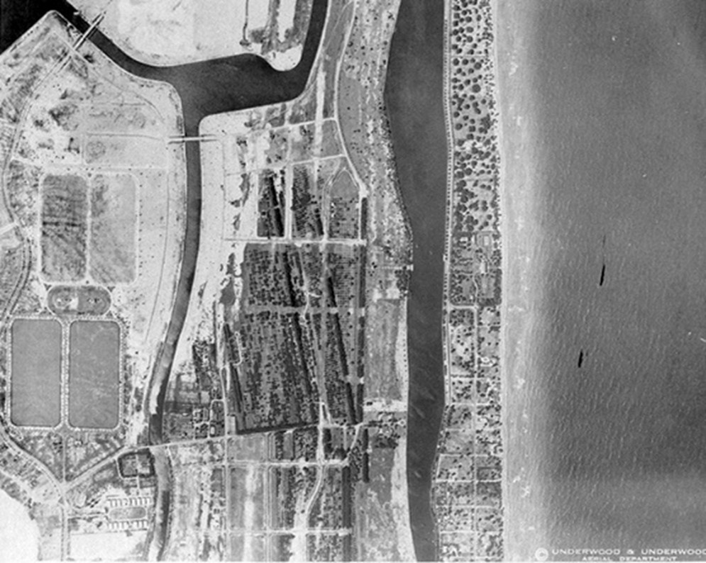 Black and white aerial photograph