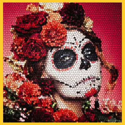 Woman with Mexican sugar skull makeup