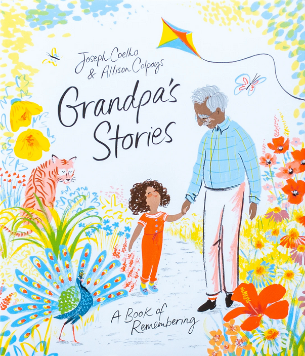 Illustration of young girl and her grandfather