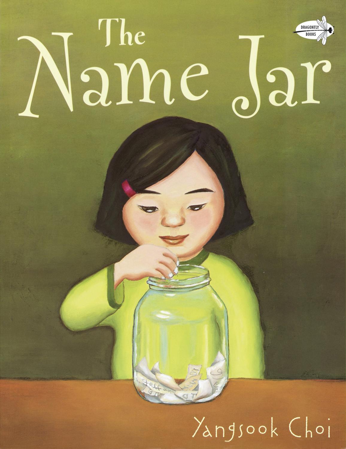 Illustration of a girl placing a strip of paper inside a glass jar